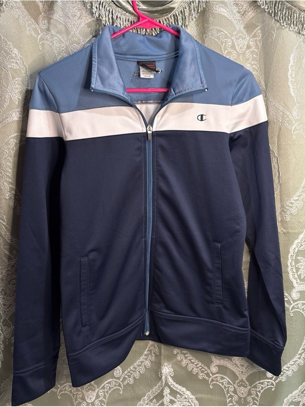 Champion Men’s Navy, Light Blue & White Zip-Front Track Jacket